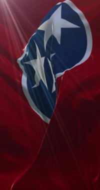 Amerika Birleşik Devletleri 'nin Tennessee eyaletinin bayrağı. Döngü. 4K Dikey