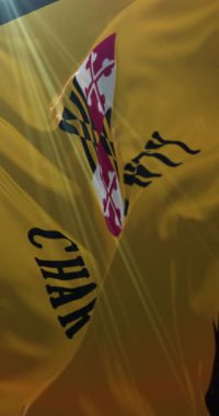 Charles County Bayrağı, Maryland, Birleşik Devletler. 4K dikey. Döngü