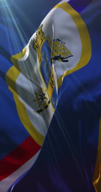 New Castle County Bayrağı, Delaware, ABD. 4K dikey. Döngü