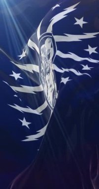 Buffalo şehir bayrağı, New York eyaleti, Amerika Birleşik Devletleri. 4K dikey. Döngü