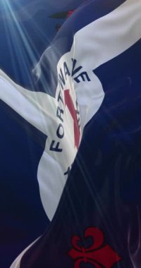 Fort Wayne şehir bayrağı, Indiana, Amerika Birleşik Devletleri. 4K dikey. Döngü