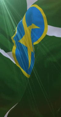 Jackson şehir bayrağı, Mississippi eyaleti, Birleşik Devletler, yavaş. 4K dikey. Döngü