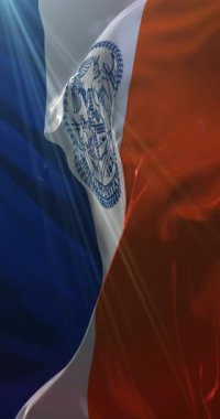 New York bayrağı, Amerika Birleşik Devletleri. 4K dikey. Döngü