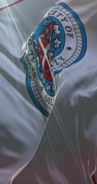 Oklahoma bayrağı, Amerika Birleşik Devletleri. 4K dikey. Döngü