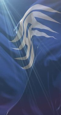 Hyogo Bölgesi bayrağı, Japonya. Döngü. 4K Dikey