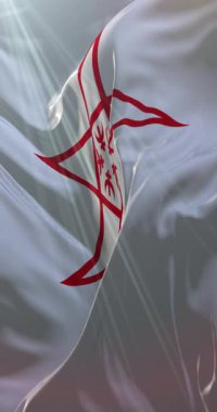 Japonya 'nın Nagasaki şehrinin bayrağı. Döngü. 4K Dikey