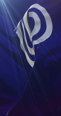 Japonya 'nın başkenti Naha' nın bayrağı. Döngü. 4K Dikey