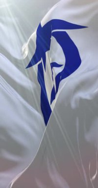 Japonya 'nın başkenti Otsu' nun bayrağı. Döngü. 4K dikey. Döngü