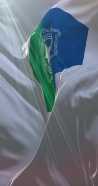 Japonya 'nın başkenti Sapporo' nun bayrağı. Döngü. 4K Dikey