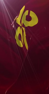 Shimane Bölgesi bayrağı, Japonya. Döngü. 4K Dikey