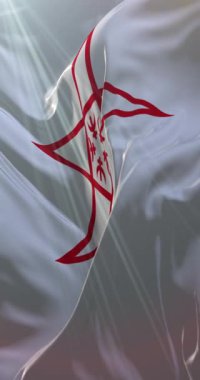 Japonya 'nın Nagasaki şehrinin bayrağı. Döngü. 4K Dikey