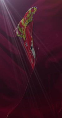 Kastilya La Mancha, İspanya 'da Albacete bayrağı. 4K Dikey