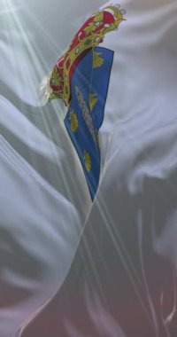 İspanya 'nın Galiçya şehrindeki A Corua şehrinin bayrağı. 4K Dikey