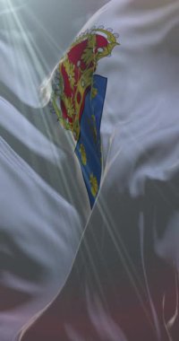 İspanya 'nın Galiçya, İspanya' da bulunan A Corua eyaletinin bayrağı. Döngü. 4K Dikey