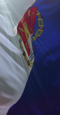 İspanya 'nın Valencia kentindeki Alicante şehrinin bayrağı. 4K Dikey