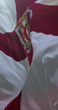 Endülüs, İspanya 'da Almerya şehrinin bayrağı. 4K Dikey