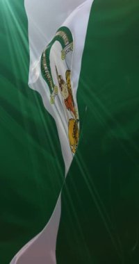 İspanya 'nın Endülüs Özerk Topluluğu bayrağı. 4K Dikey