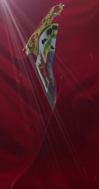 Kastilya ve Leon, İspanya 'da Avila ilinin bayrağı. Döngü. 4K Dikey