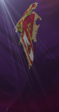 Kastilya ve Leon, İspanya 'da Burgos ilinin bayrağı. 4K Dikey