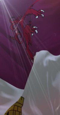 Extremadura, İspanya 'da Caceres ilinin bayrağı. 4K Dikey