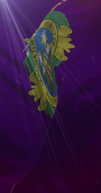 İspanya 'nın Endülüs kenti Cadiz' in bayrağı. 4K Dikey