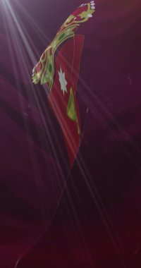 İspanya 'nın Kastilya La Mancha kentindeki Cuenca şehrinin bayrağı. 4K Dikey