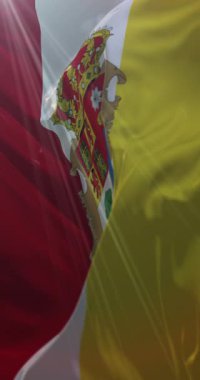 İspanya, Kastilya La Mancha 'da Cuenca ilinin bayrağı. 4K Dikey