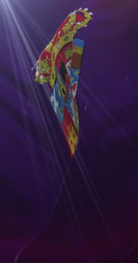 İspanya, Castilla La Mancha 'da Guadalajara ilinin bayrağı. 4K Dikey