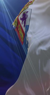 İspanya 'nın Kanarya Adaları' nda Las Palmas eyaletinin bayrağı. Döngü. 4K Dikey