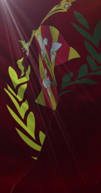 İspanya 'nın Katalonya kentindeki Lleida şehrinin bayrağı. 4K Dikey