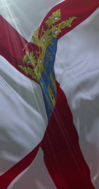 İspanya 'nın La Rioja kentindeki Logroo şehrinin bayrağı. 4K Dikey