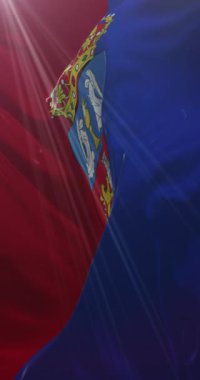 İspanya 'nın Galiçya eyaletinde bulunan Lugo eyaletinin bayrağı. 4K Dikey