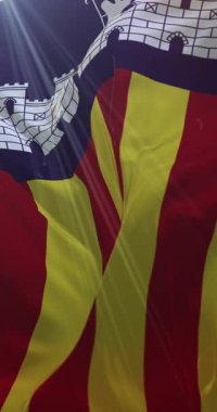 Balear Adaları, İspanya 'da Mayorka bayrağı. 4K Dikey