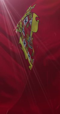 İspanya 'nın Murcia kentindeki Murcia şehrinin bayrağı. 4K Dikey