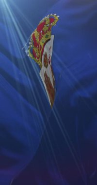 İspanya 'nın Galiçya eyaleti Ourense' nin bayrağı. 4K Dikey