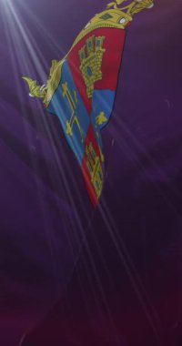 Kastilya ve Leon, İspanya 'da Palencia bayrağı. 4K Dikey