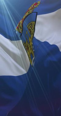 Galiçya, İspanya 'da Pontevedra bayrağı. 4K Dikey