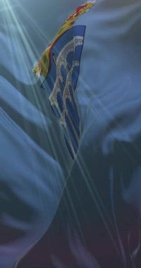 İspanya 'nın Kastilya şehri Segovia ve İspanya' nın Leon şehrinin bayrağı. 4K Dikey