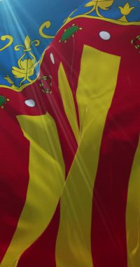 İspanya 'nın Valencia özerk bölgesinin bayrağı. 4K Dikey