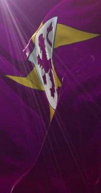 Dixebriega bayrağı, Leon, İspanya. Döngü. 4K Dikey