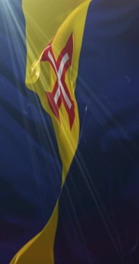 Madeira Bayrağı, Portekiz. Döngü. 4K Dikey