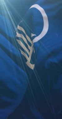 Kuzey Konseyinin bayrağı. Döngü. 4K Dikey