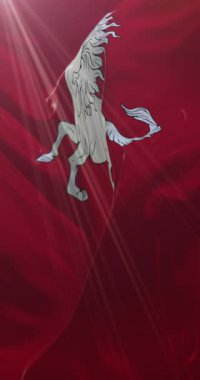 İngiltere 'nin güneydoğusunda Kent ilçesinin bayrağı. Döngü. 4K Dikey