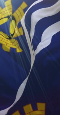 İngiltere 'nin kuzeybatısındaki Merseyside ilçesinin bayrağı. Döngü. 4K Dikey