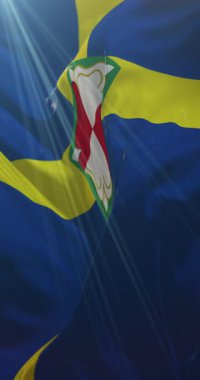 Galler, Pembrokeshire bayrağı. 4K dikey. Döngü