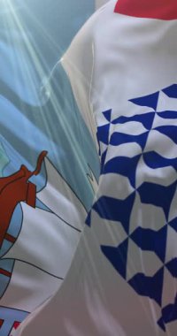 Belfast bayrağı, Kuzey İrlanda, Birleşik Krallık. Döngü. 4K Dikey