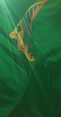 Yeşil arp bayrağı. 4K dikey. Döngü