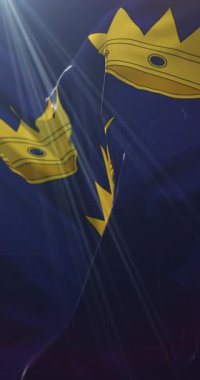 Almanya 'nın Kuzey Ren-Vestfalya eyaletinde Mnster bayrağı. Döngü. 4K Dikey