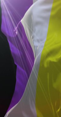 İkili olmayan gurur bayrağı dalgalanıyor. Döngü. 4K Dikey