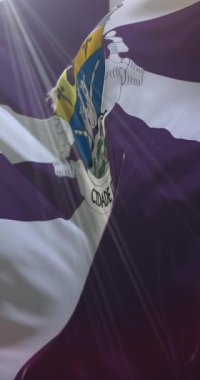 Setubal Bayrağı, Portekiz. 4K dikey. Döngü